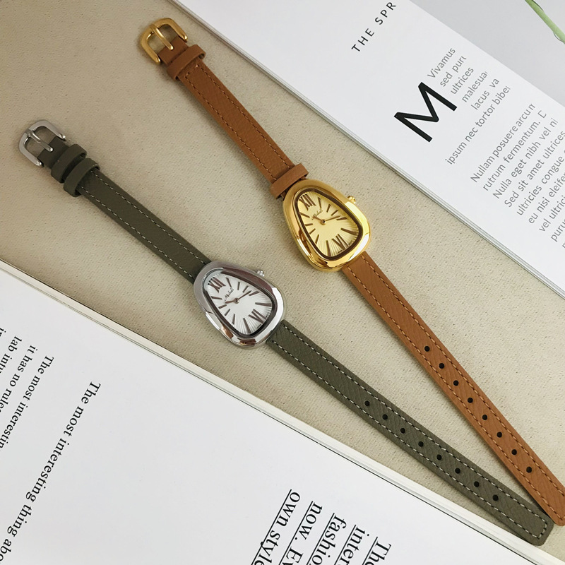 110g Weight Tempered Glass Mirror Material Genuine Leather Strap Material Watch Classification Pointer Display Type Buckle Buckle Style Oval Dial Shape Casual, Holiday Occasion Quartz Movement Solid Color Pattern All Seasons Season Women's Gender Vintage Style, Classic Style Style Vintage Style Classic Style Solid Color Buckle Quartz Watch Women's Watches 4