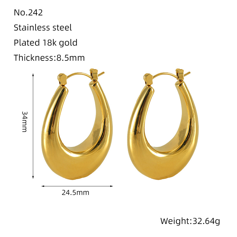 Pendientes brillantes simples de acero inoxidable transfronterizos de moda europea y americana femenina OL18K pendientes de acero de titanio dorado Dongguan en stock