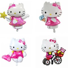 New KT Cat Riding a Bicycle Aluminum Foil Balloon Cartoon Animal Style Balloon Birthday Party Decoration Balloon