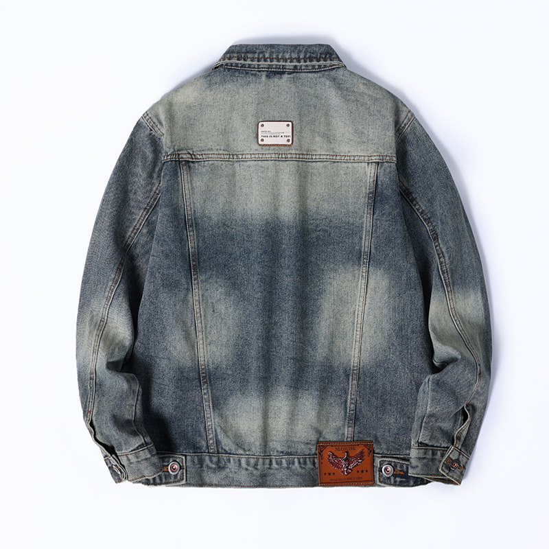 Giacca in denim classica da uomo alla moda primaverile, giacca retrò da uomo, versatile, con risvolto, da uomo di alta moda_voghion.com