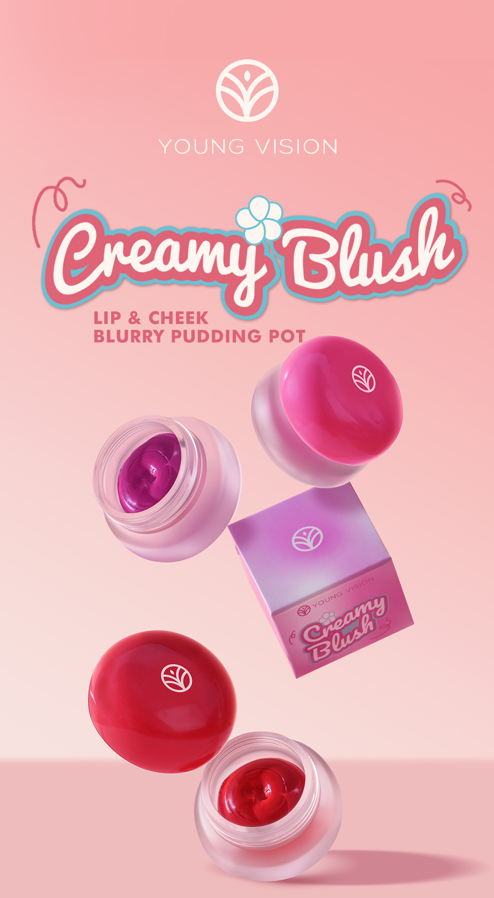 YOUNG VISION 6-color Mousse Blush Clay Nude Natural and Delicate Color Display matte Velvet Blush details Picture
