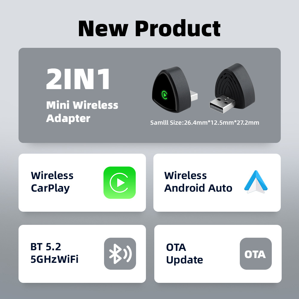 Hot-Selling Compact and Portable In-Car Smart Apple Carplay Box Wired to Wireless Car Device Converter Box