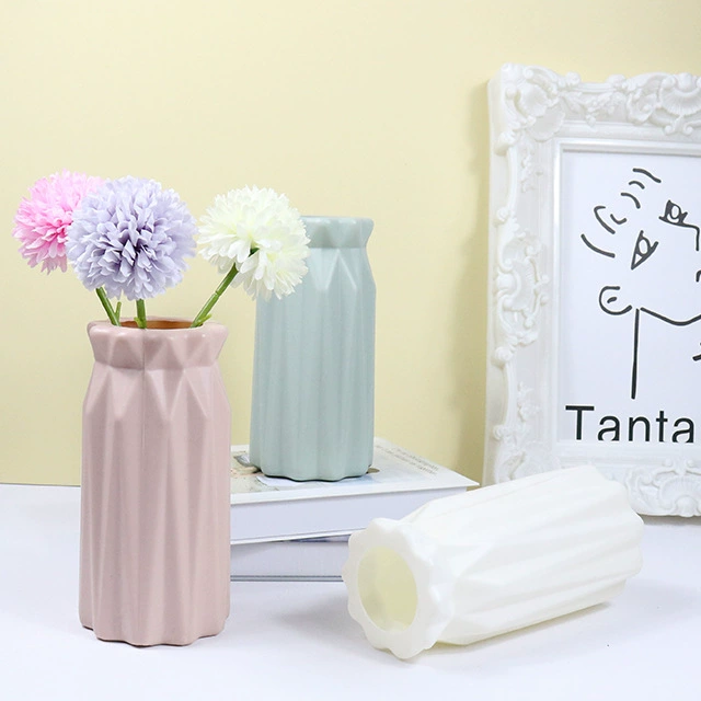Ins ветер креативная пластиковая ваза высокого уровня ромбовидное оригами сухая влажная цветочная ваза для украшения гостиной имитация глазури цветочная композиция
