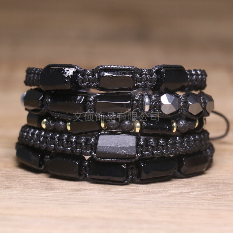 Black Tourmaline Bracelet, Woven Natural Stone Beaded Bracelet, Adjustable Woven Women's Jewelry, Exquisite and Fashionable Accessories Wholesale Black Tourmaline Bracelet, Woven Natural Stone Beaded Bracelet, Adjustable Woven Women's Jewelry, Exquisite and Fashionable Accessories Wholesale