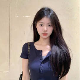 假两件短袖T恤女夏季韩版2023新款修身显瘦短款设计感小心机上衣