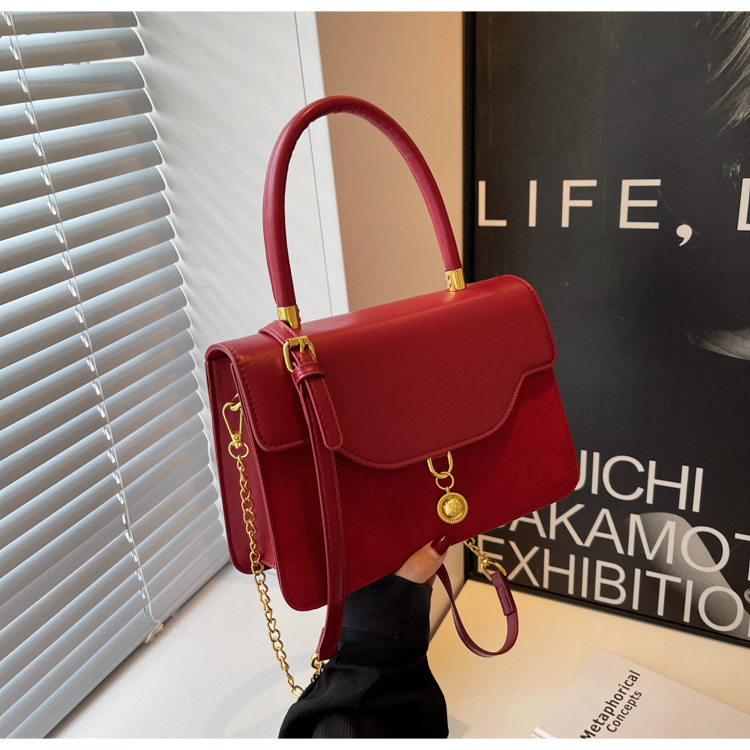 Borsa a tracolla in velluto rosso retro piccola borsa a mano sposa_voghion.com