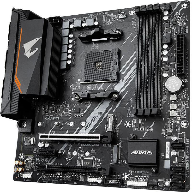 Материнская плата Gigabyte B550M AORUS ELITE, DDR4, для игровых ПК e-sport, Socket AM4, совместима с Ryzen 5 5600