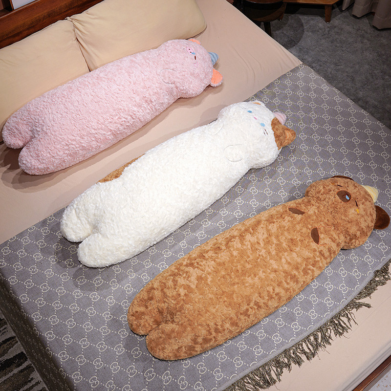Caricatura de dibujos animados de mariscos de agua cepillo de conejo almohada larga cerdo cerdo gato almohada de cama juguete de peluche almohada de pierna lateral