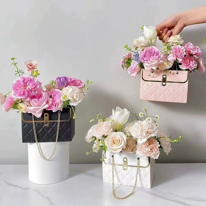 Caja de embalaje de flores de Huaxi, marca de moda, estilo coreano, pequeña fragancia, festival de Qixi, caja de flores plegable, caja de flores de lujo, caja de flores exquisita.