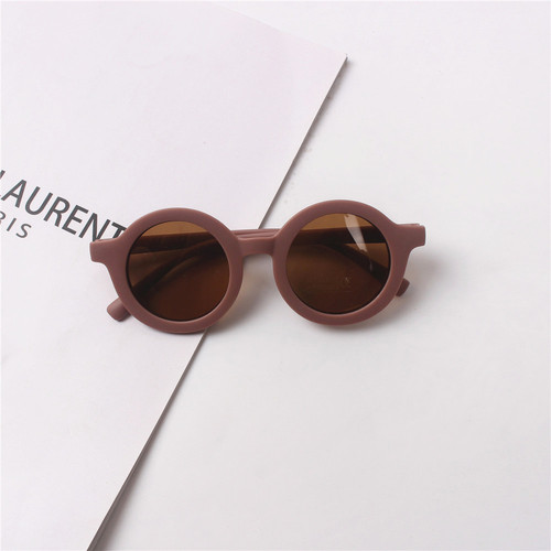 Ins Children's Retro Matte Round Frame Sunglasses for Kids Personality UV Protection Sunglasses