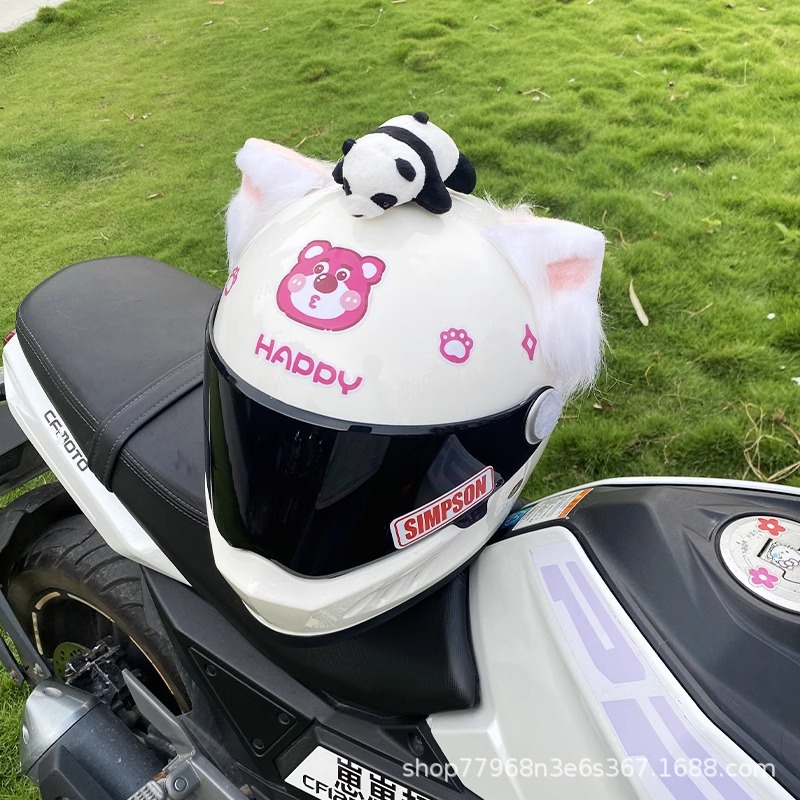 Personalized Creative Cool Helmet Accessories Pink Wolf Ear Decorations