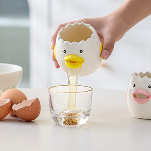Ceramic cute chicken-shaped egg separator, protein and egg liquid filter, egg yolk and egg white separation egg filter