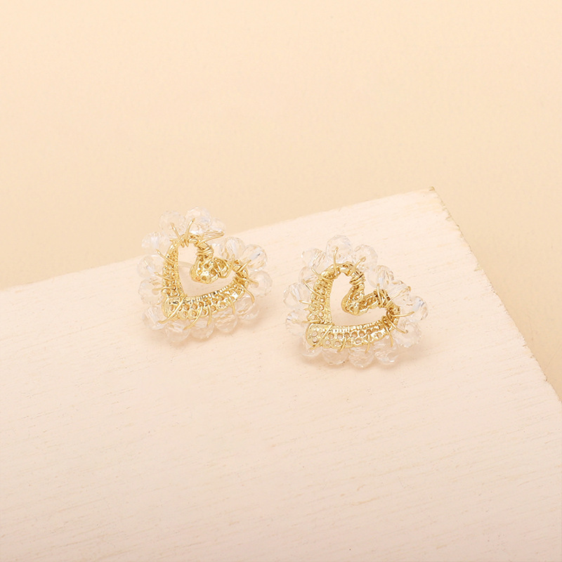 retro crystal heart shape earrings wholesale