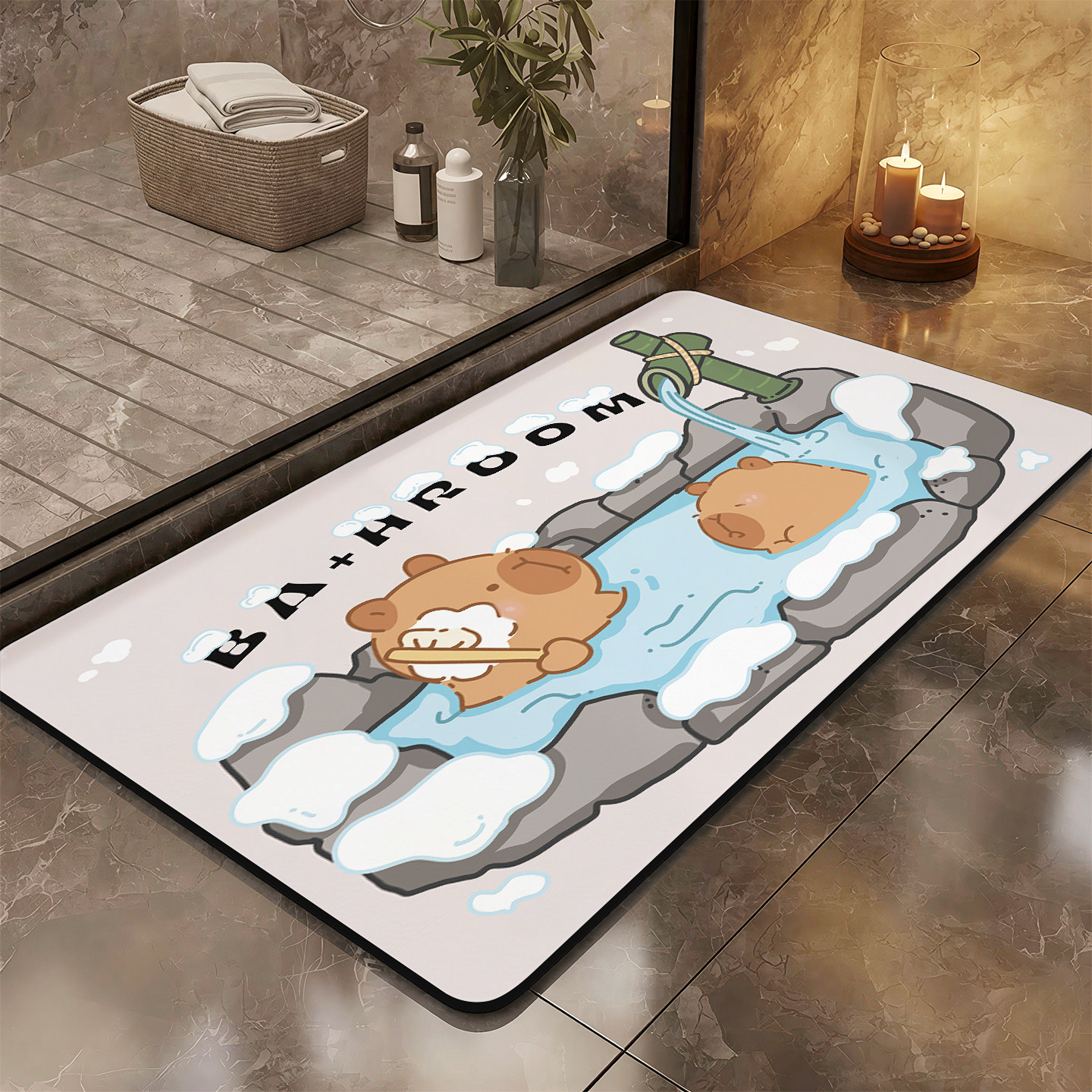 Cross-Border Shipping of Capibara Household Easy-Care Water-Absorbent Diatomaceous Earth Floor Mats, Bedroom Foot Mats, Entrance Door Mats