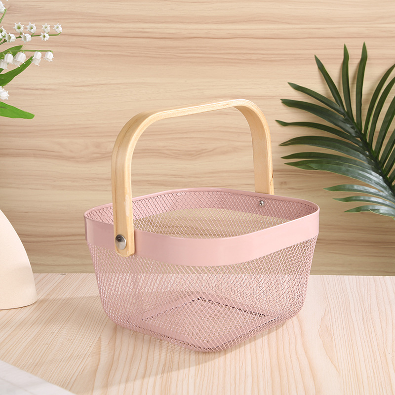 1051g Weight Storage Basket Storage & Cleaning 1 Piece Quantity Wood, Metal Material Color Block Pattern Nordic Style, Simple Style Style Multicolor Color Nordic Style Simple Style Color Block Wood Metal Storage Basket 12