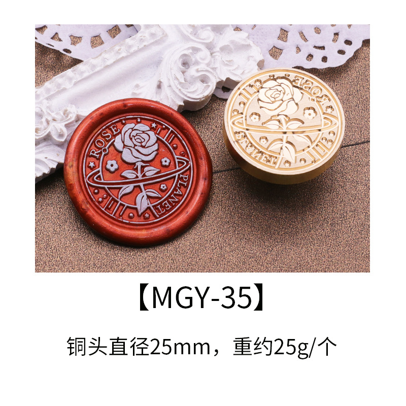 Cabezal de sello de pintura de fuego europea, serie de jardín de rosas, pintura de fuego, cabeza de cobre, sobre, cera de sellado, producto terminado, cabezal de impresión de imagen listo
