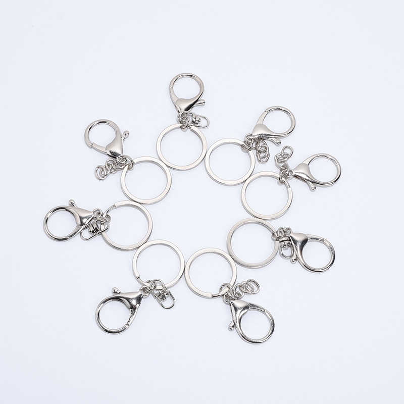 Aleación de zinc gancho de langosta más anillo plano llavero muñeca accesorios colgante mochila colgante hardware gancho