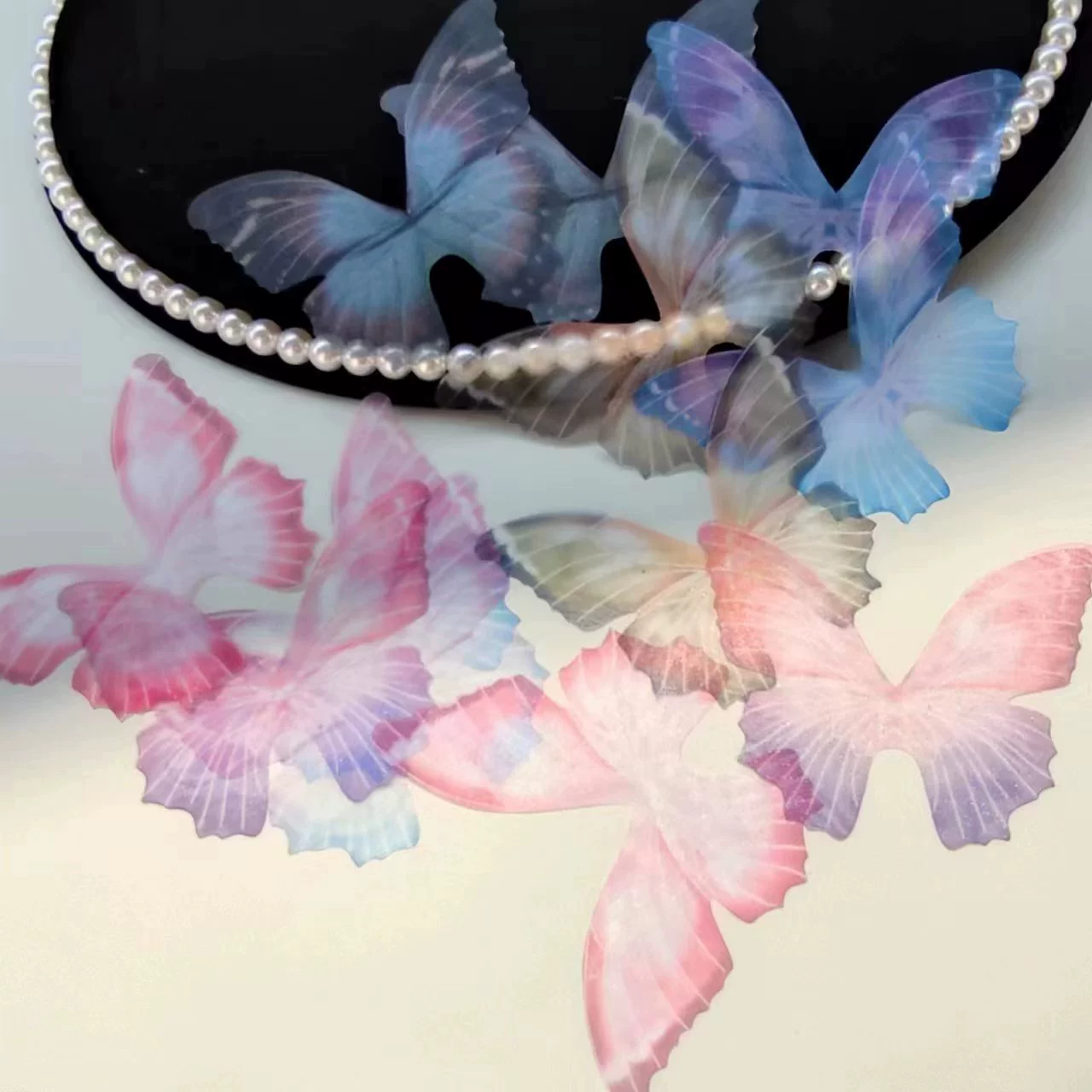 10cm очень большая заколка-бабочка из красивой прозрачной ткани, заколка для волос в виде мотыги, головной убор в стиле ханьфу, бабочка из сухих листьев, в древнем стиле, сказочно-изящная боковая заколка.