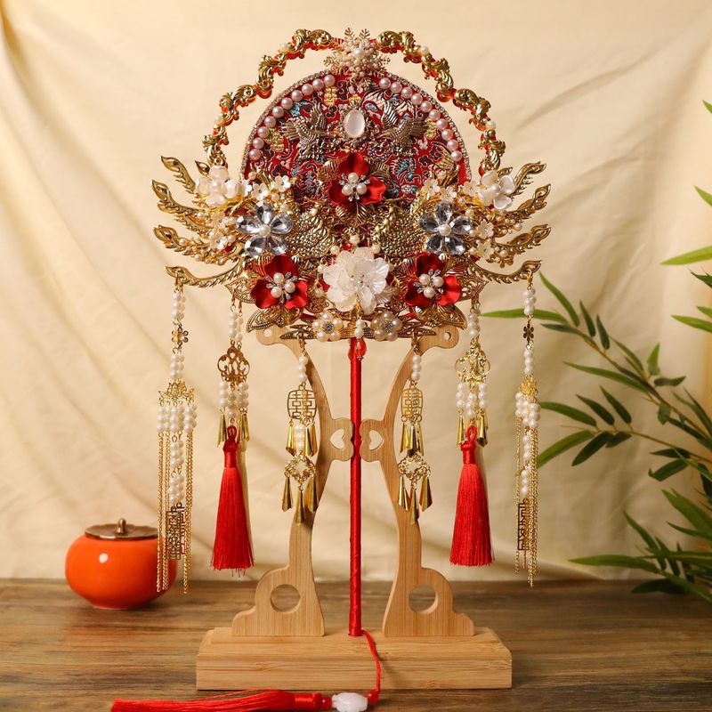 団扇両面古典的な2色の花嫁への結婚祝い手作りDIY素材パッケージ重工業ウェディングファン完成品|undefined
