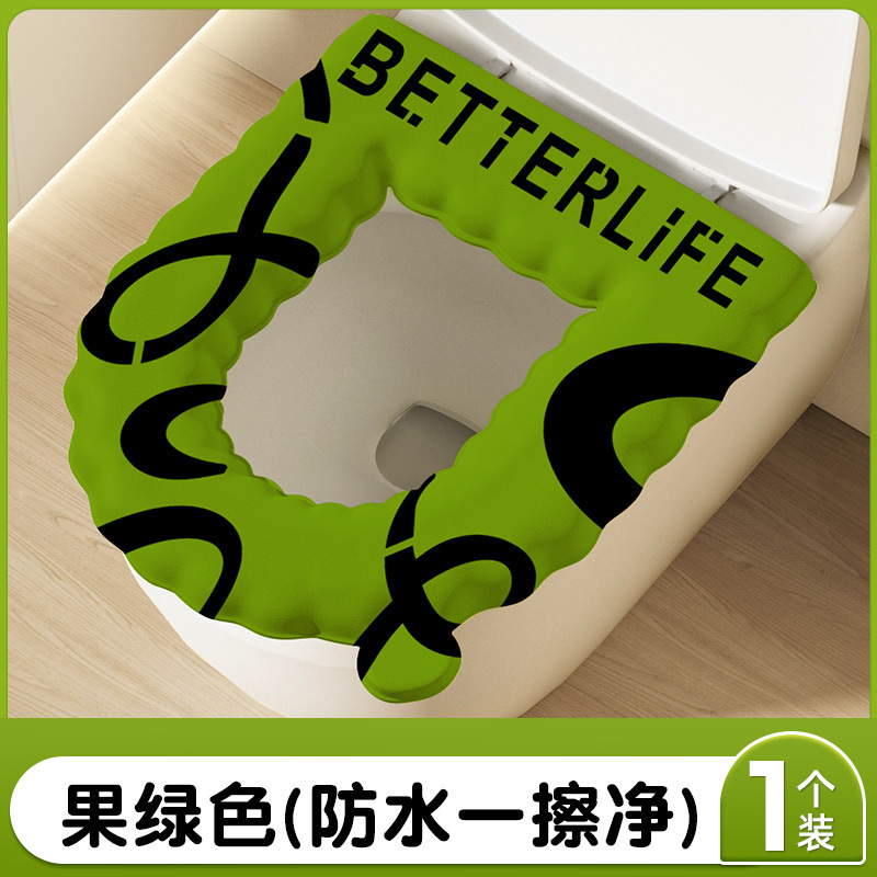 Alfombrilla de inodoro impermeable engrosada para el hogar, gel de sílice rojo neto, etiqueta de anillo de inodoro EVA, funda de inodoro universal, cuatro estaciones, universal