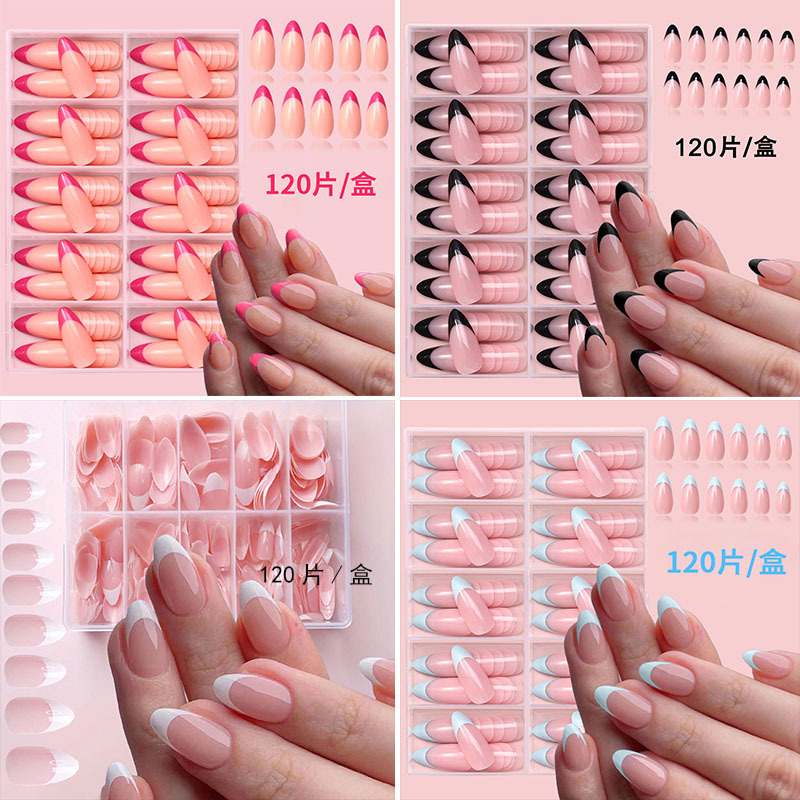 New 120 Pieces Set of Wearing Nail Pieces Advanced Sense French Naked Color Nail Art Simple Fake Nail Removable Nail Pieces