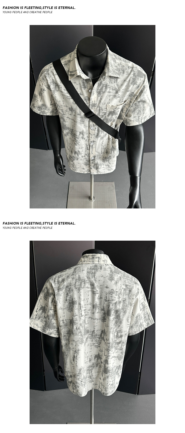 Oversized Kurzarmhemd Im Hong Kong Stil Mit Druck Für Den Sommer_voghion.com