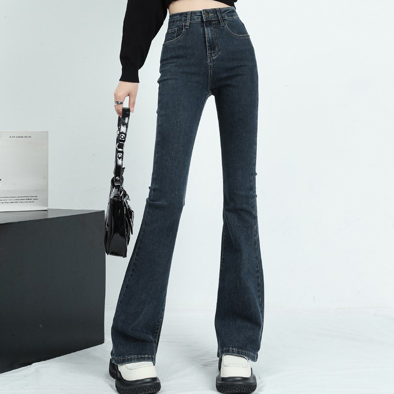 微喇叭牛仔裤女新款高腰弹力显高显瘦小个子马蹄裤子