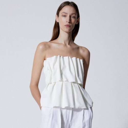 () LOW CLASSIC tube top for women 2024 summer style chest-wrapped slim-fit pleated top