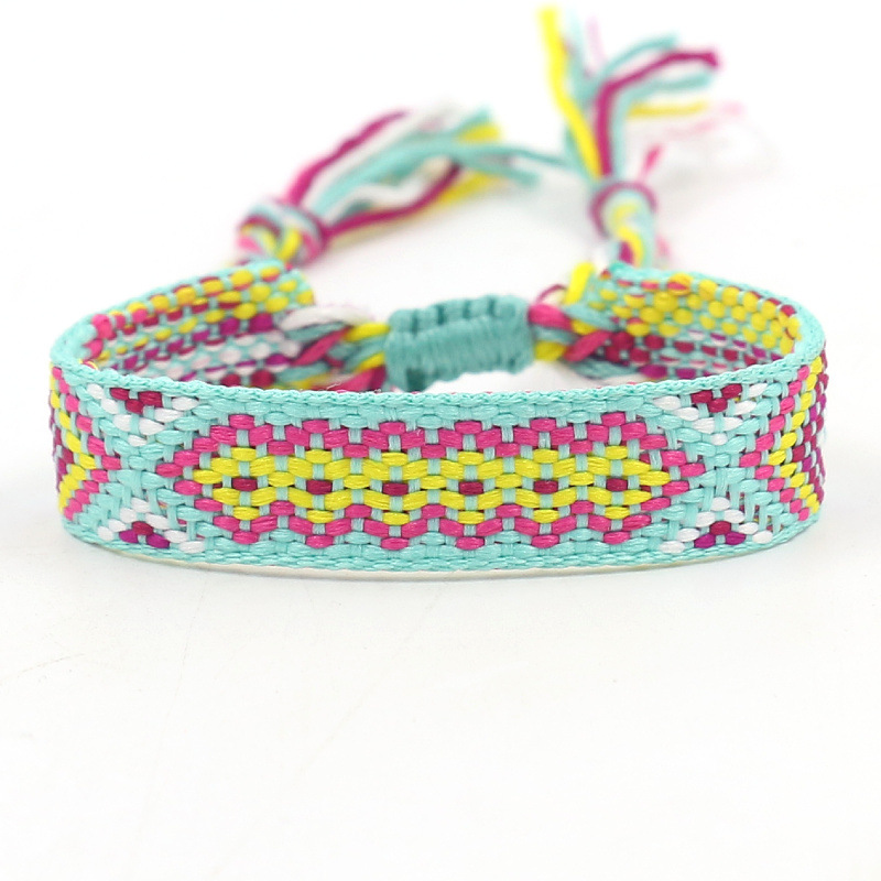 Nueva Cruz-frontera popular de color bohemio tejido pulsera fans correa de muñeca pulsera de la Amistad artística