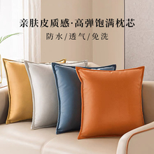 橙色科技布抱枕沙发客厅靠枕套罩轻奢感床头不含芯枕头靠垫背