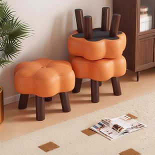 Low Stool Solid Wood Flower Creative Stool Simple Door Shoe Changing Stool Sofa Coffee Table Soft Bag Bench Household Kidsren's Stool