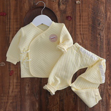 新生兒保暖衣0-3個月棉冬季初生嬰兒內衣套裝春秋厚寶寶和尚服