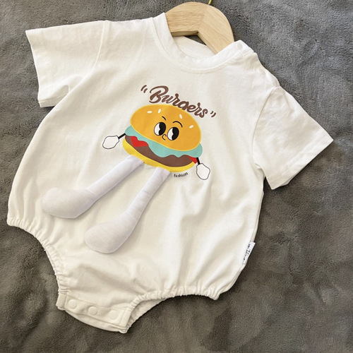Stunt Street Parent-Child Suit Mother and Son Summer Outfit 2024 New Release Family of Three Children Stylish Burger Short Sleeve Whole Family T-shirt