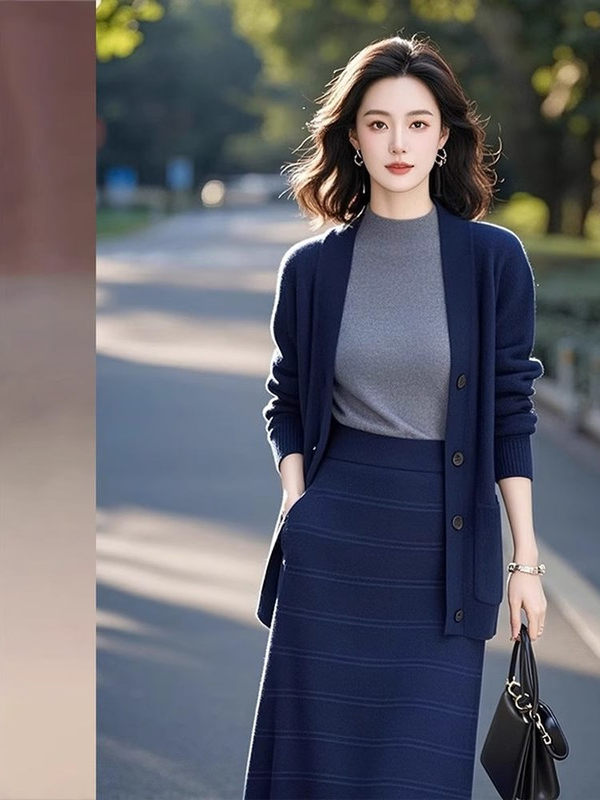 Spring and Autumn Solid Color Versatile Cashmere Cardigan Women's Mid-Length Collar Sweater Jacket Korean Style Knitted Long-Sleeved Outerwear Spring and Autumn Solid Color Versatile Cashmere Cardigan Women's Mid-Length Collar Sweater Jacket Korean Style Knitted Long-Sleeved Outerwear