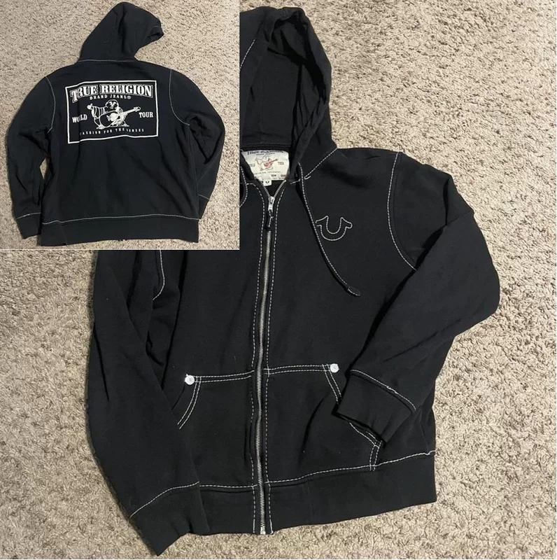 Толстовка True Religion с молнией, худи, интернет-хит