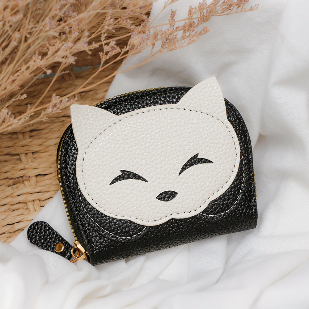 Nuevo bolso de tarjetas encantador pequeño zorro de cuero con cremallera bolso de tarjetas de órgano bolso de cambio bolso de monedas de múltiples tarjetas