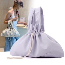 Colorful Fox日系新款女士复古束口文艺田园手提包纯色抽绳通勤包