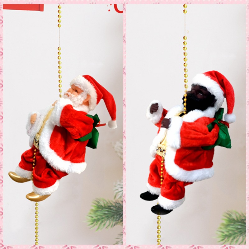 Venta caliente nuevo estilo eléctrico cuentas de escalada eléctrico juguetes para niños de Papá Noel decoración de la ventana del hogar de Navidad
