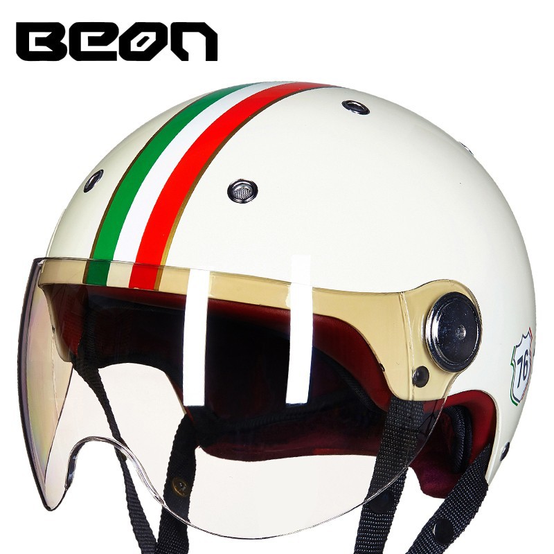 Casco de la motocicleta BEON 3C certificado de los hombres y las mujeres medio casco Four Seasons universal de la motocicleta del coche eléctrico del verano casco B103