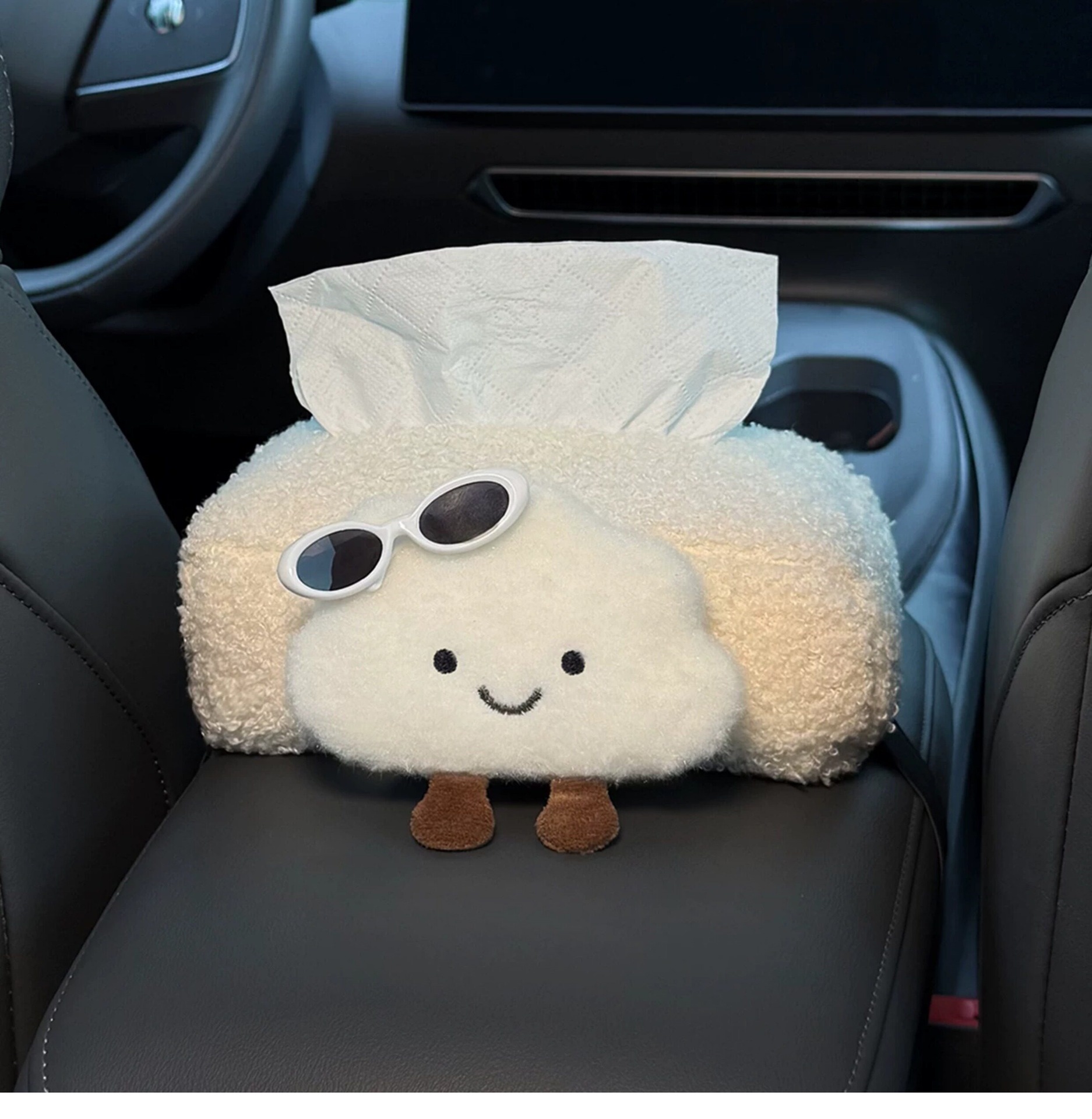 2026 New Model Car Tissue Box, Armrest Box Tissue Holder, Seat-mounted Car Tissue Bag, Cute Cloud Design for Women