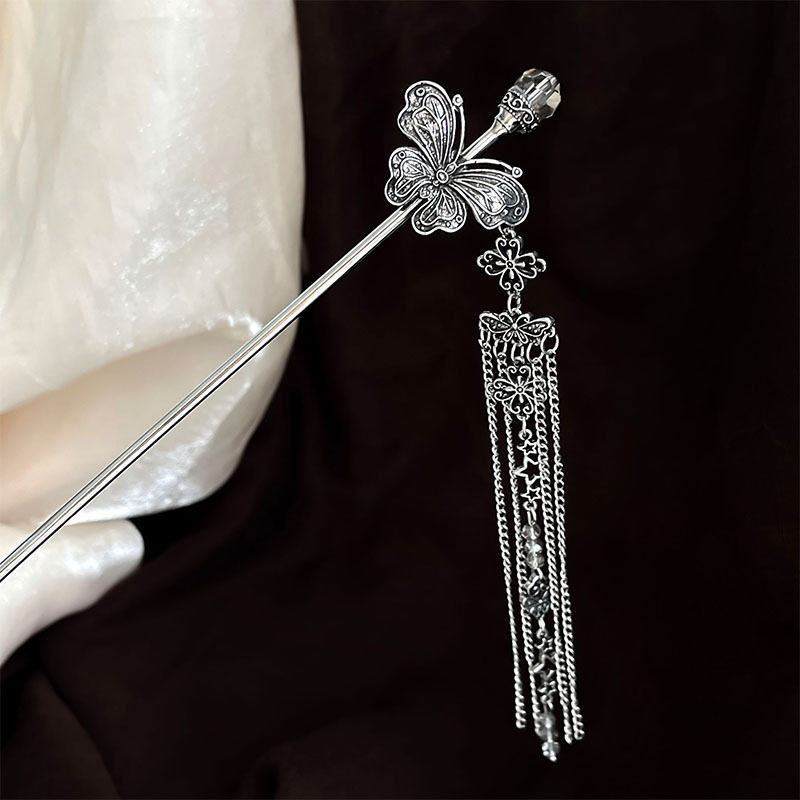 12 # mariposa de plata antigua fijación de bordillo alrededor de 19 cm