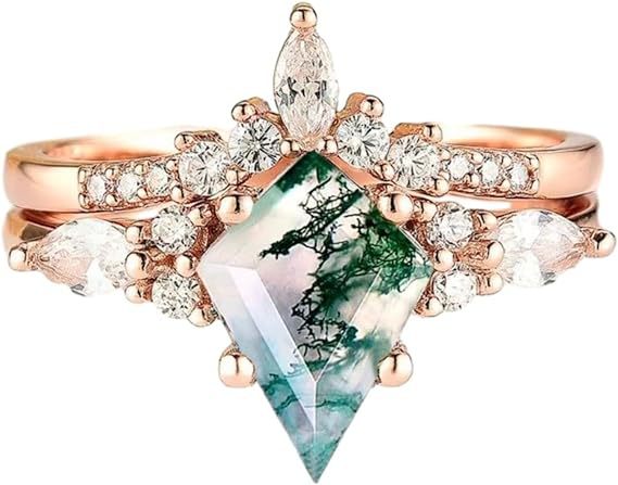 Nueva joyería europea y americana Amazon creativo simple irregular ZIRCON diamante anillo de dos piezas de las mujeres