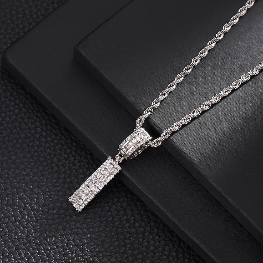 Hip-Hop Vintage Style Letter 304 Stainless Steel Copper Men's Pendant Necklace J 20Inch Hemp Flowers Chain Silver display picture 11