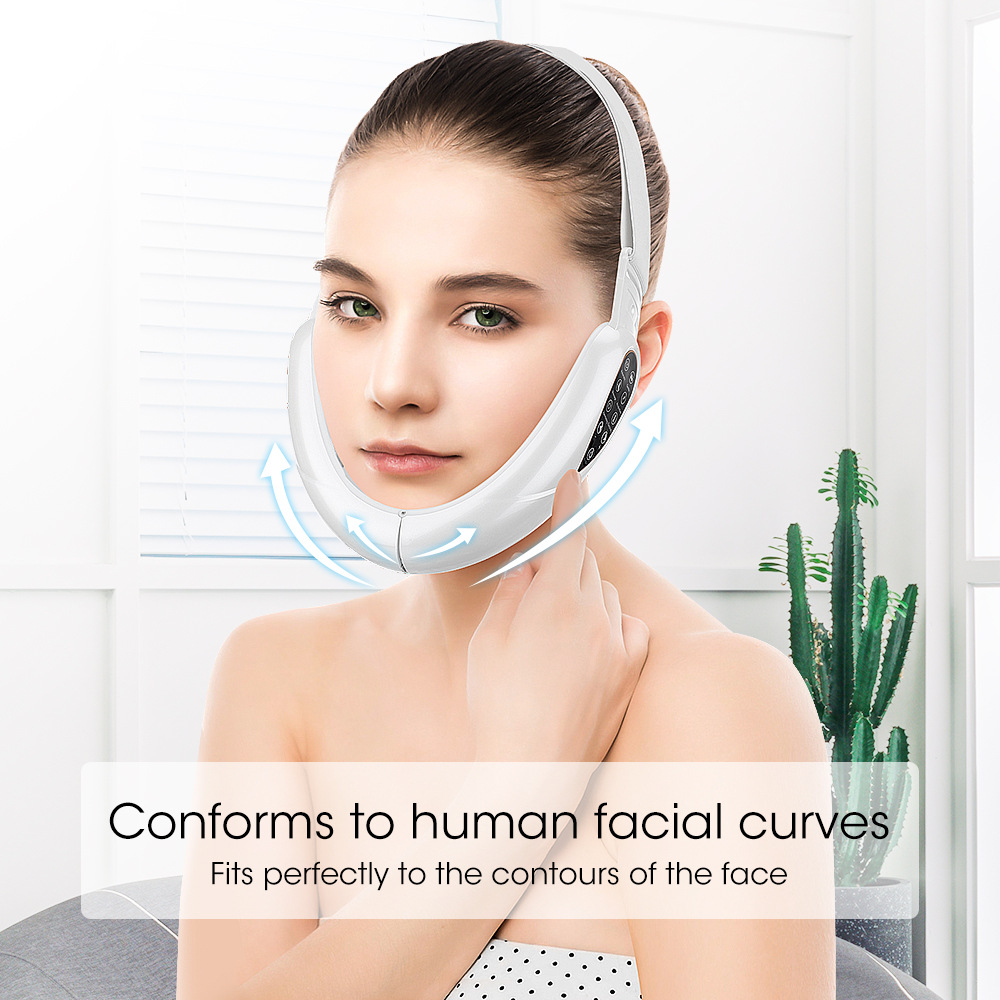 Cross-border remote control face slimming device with 15 levels of EMS microcurrent vibration and colorful light V-shape face instrument USB facial beauty device
