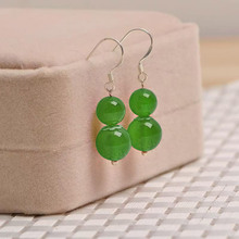 复古网红爆款仿绿玛瑙葫芦中长款耳环简约百搭仿玉髓耳坠饰品批发