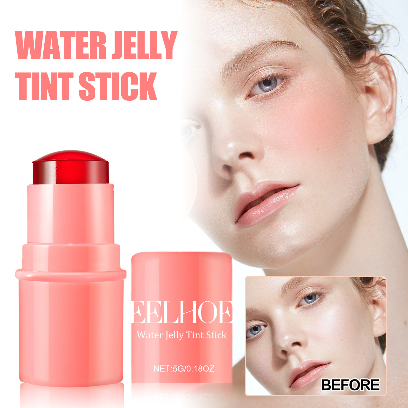 Gelée de fruits de corail, bâton de brillant à lèvres en poudre de couleur légère, fine, naturelle et durable_voghion.com