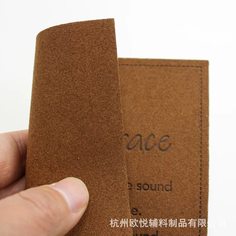 厂家定制皮标真皮皮牌制作圆形真超纤皮标热压PU皮牌LOGO压印