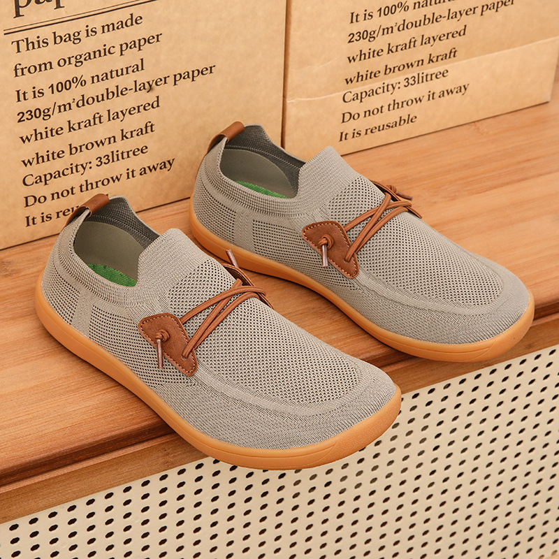 Cross-Border Hot-Selling Large-Size Wide-Toe Wide-Last Barefoot Shoes, New Spring/Summer Breathable Mesh Fly-Knit Sports Casual Running Shoes