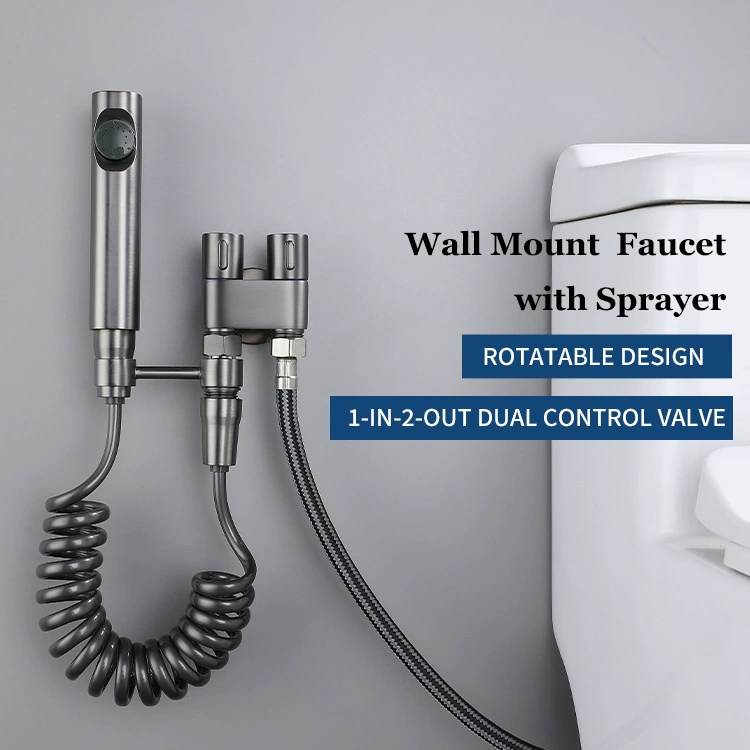 Набор для унитаза из нержавеющей стали: распылитель для домашнего использования, с одним входным и двумя выходными угловыми клапанами, пистолет для промывки унитаза в ванной.