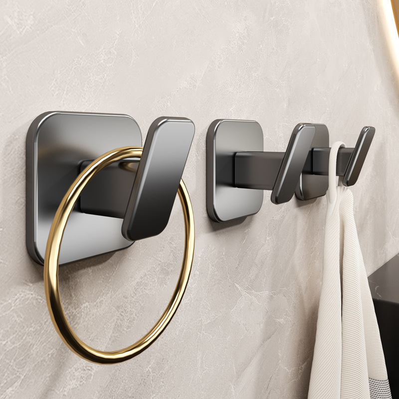 No Punching Hook Strong Adhesive Single Hook Space Aluminum Kitchen Load-Bearing Wall Hanging Wall Paste Clothes Multi-Functional Storage